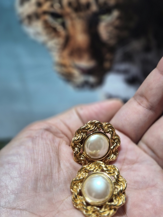 Monet Jewelry - Monet Gold-Tone Braided Pearl Button Earrings